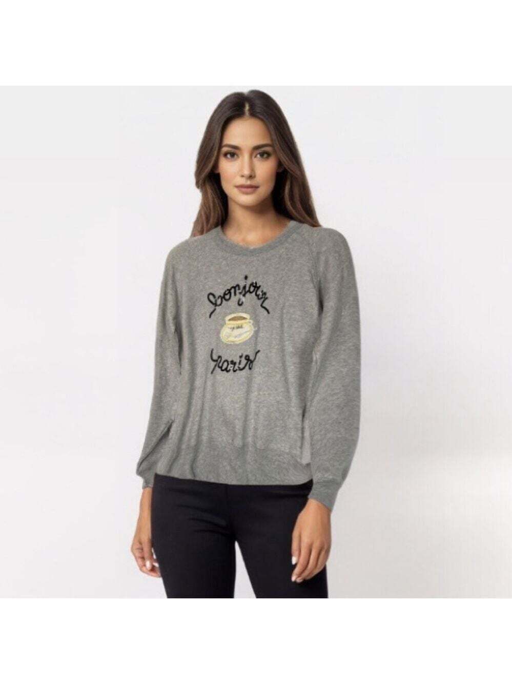 Maison Labiche Good Morning Sweatshirt Size XS Grey Cotton Crew Neck Long Sleeve